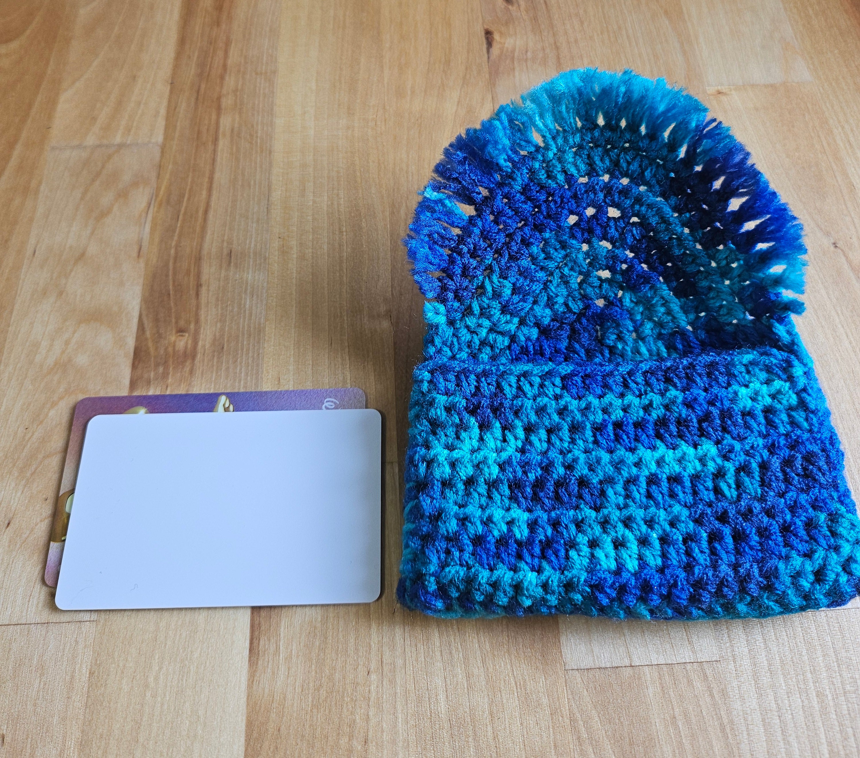 Blue Crochet Small Card Wallet