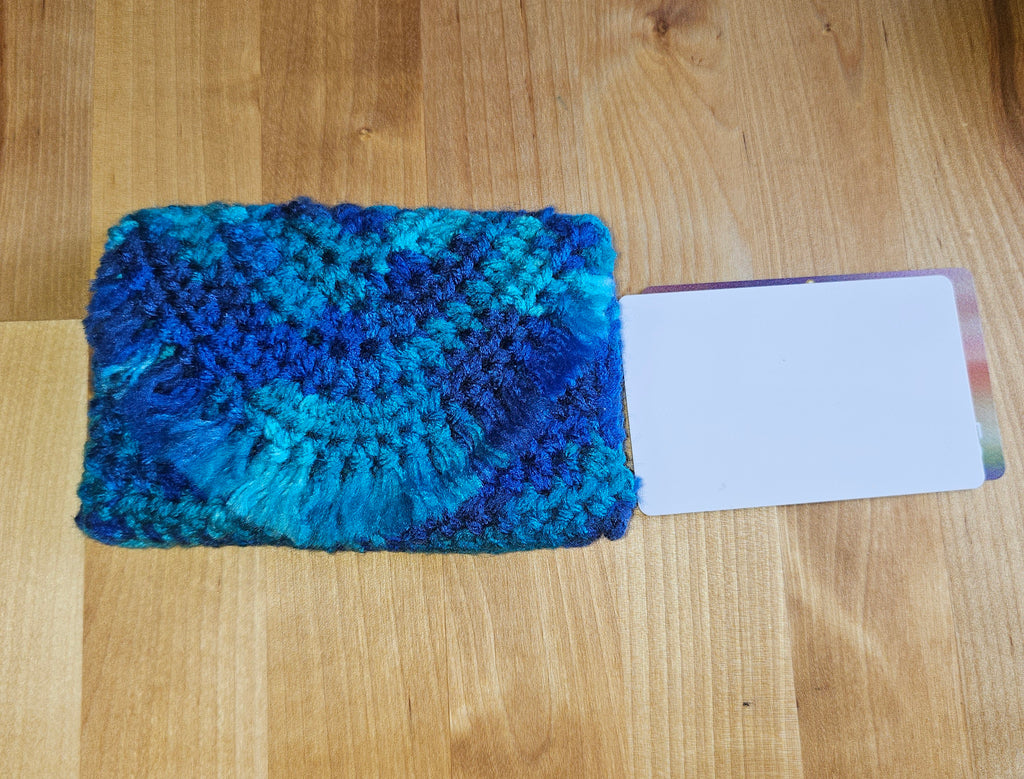 Blue Crochet Small Card Wallet